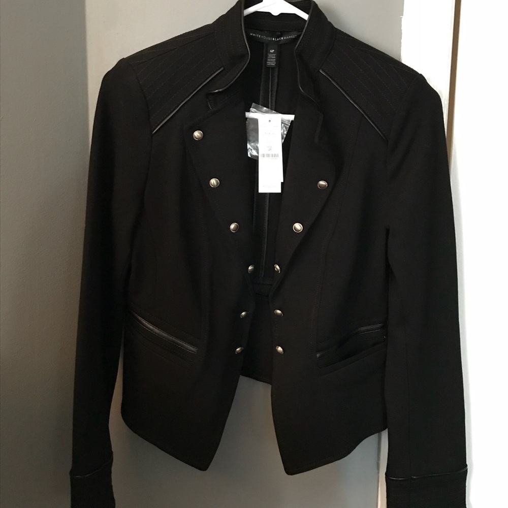 White House Black Market Black Military-Style Blazer